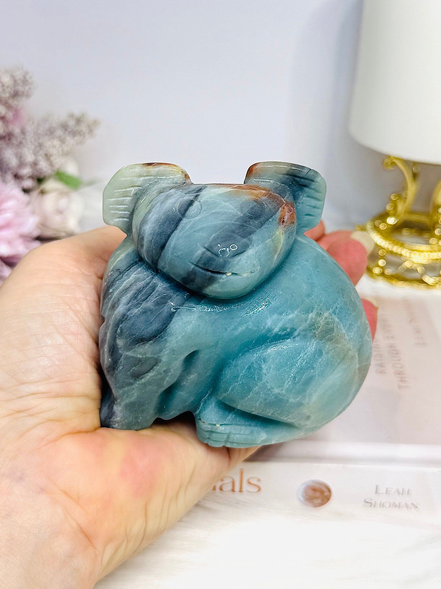 Chunky Blue Sky Quartz Koala Carving 418g