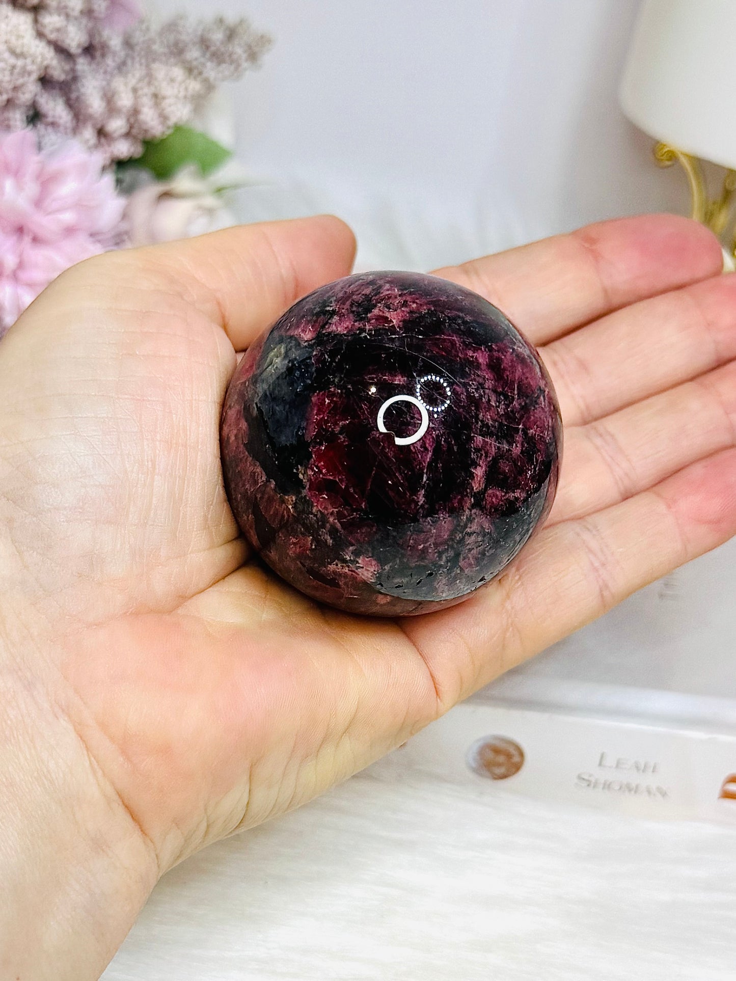 High Grade Rhodonite Sphere on Stand 270g