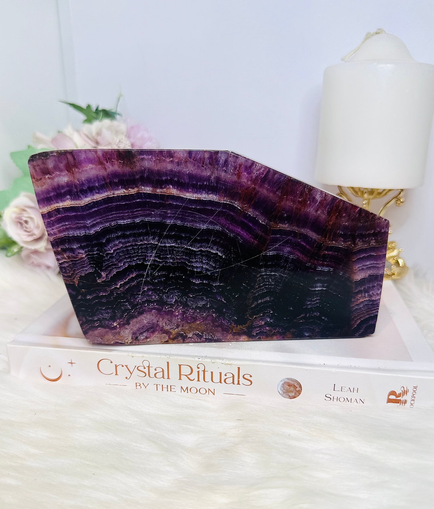 Natural Large Purple Fluorite Slab 16.5cm 550g (reduced as slab has scratches)