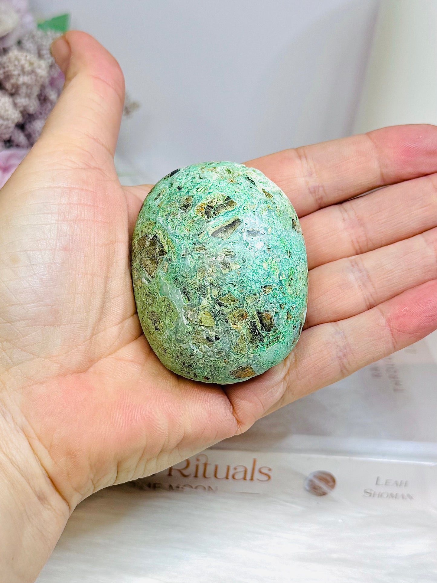 Natural Large Smithsonite Palm Stone