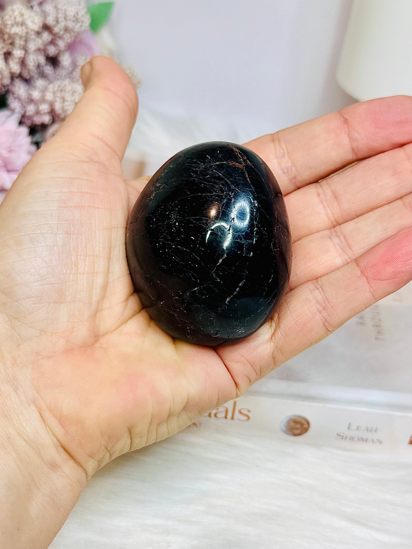 Chunky Large Black Tourmaline Palm Stone