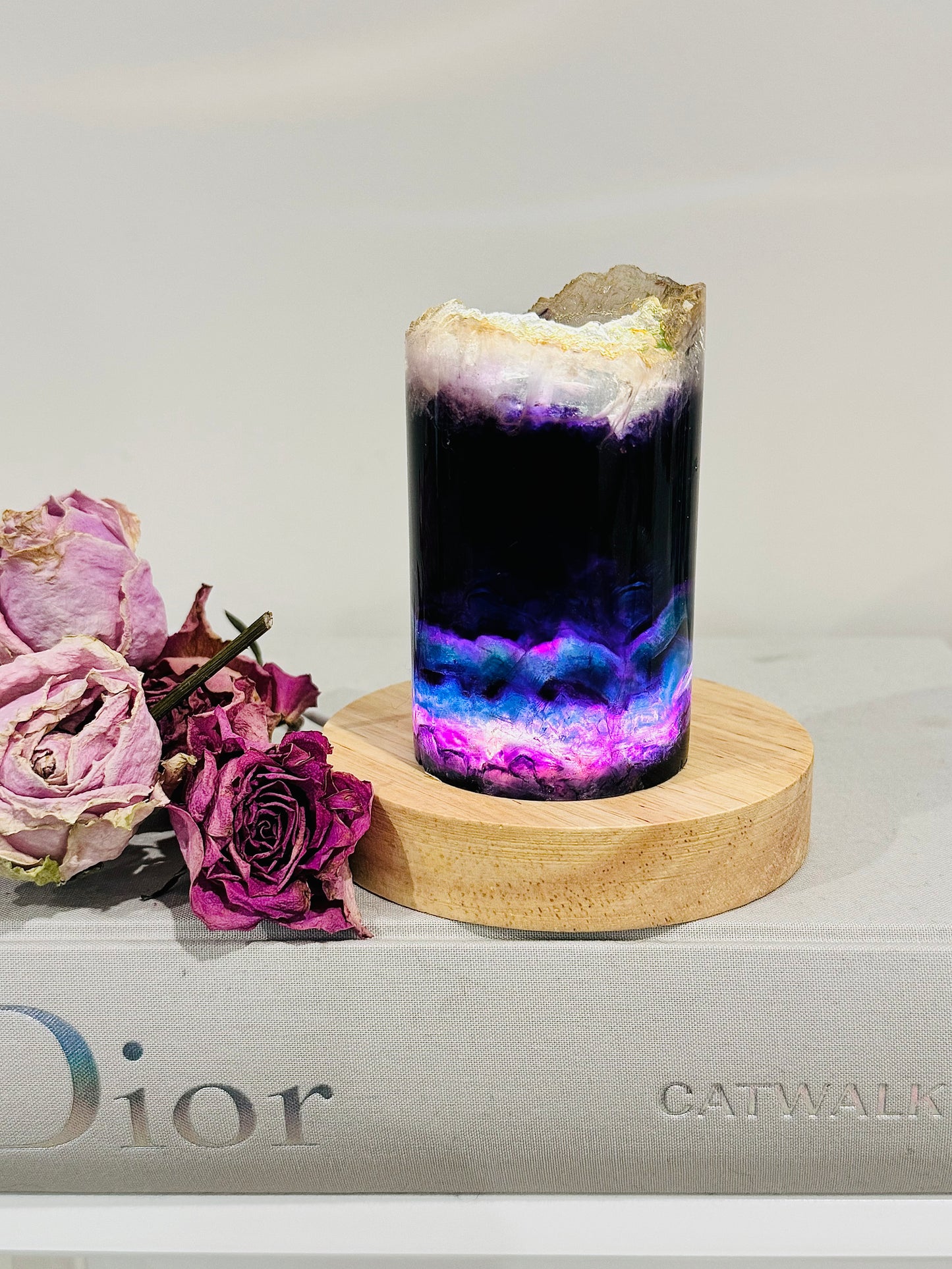 Stunning 10cm 411gram Colourful Fluorite Lamp on Light Stand