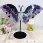 Large Chevron Amethyst Butterfly Wings On Stand 22cm x 28cm