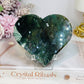 Large Moss Agate Heart on Stand 10cm
