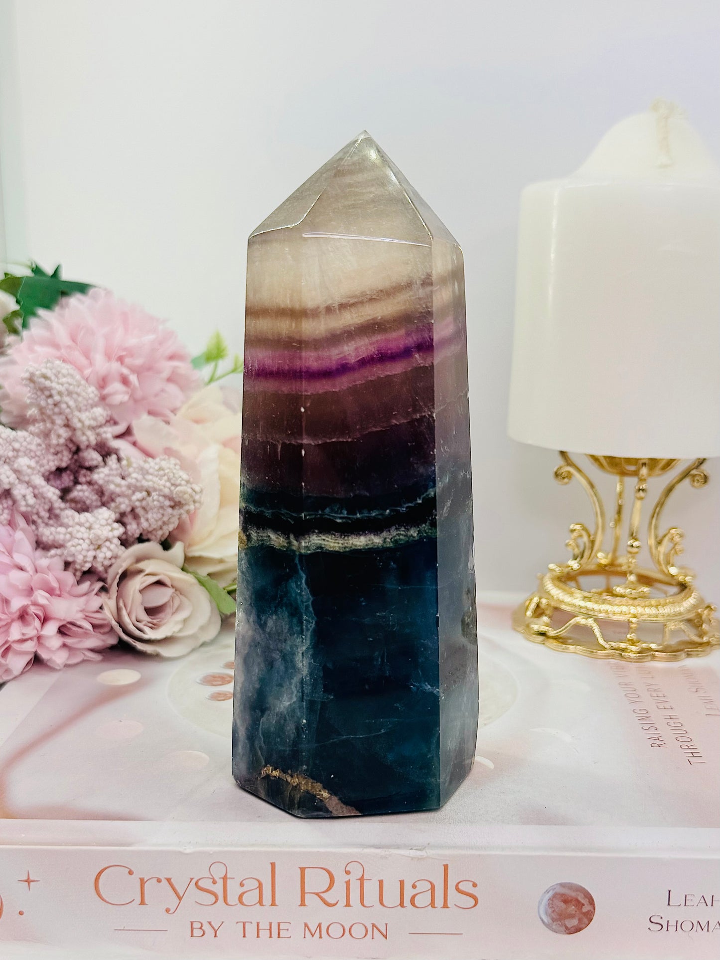 Large Chunky Rainbow Fluorite Tower 14cm 636grams