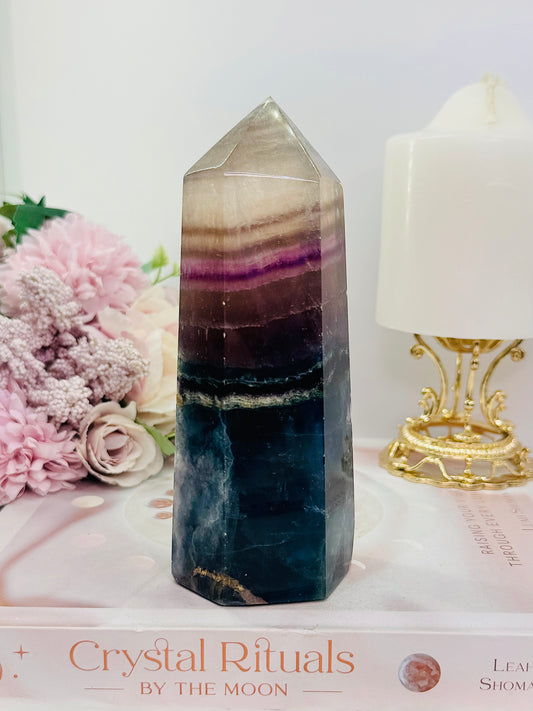 Large Chunky Rainbow Fluorite Tower 14cm 636grams