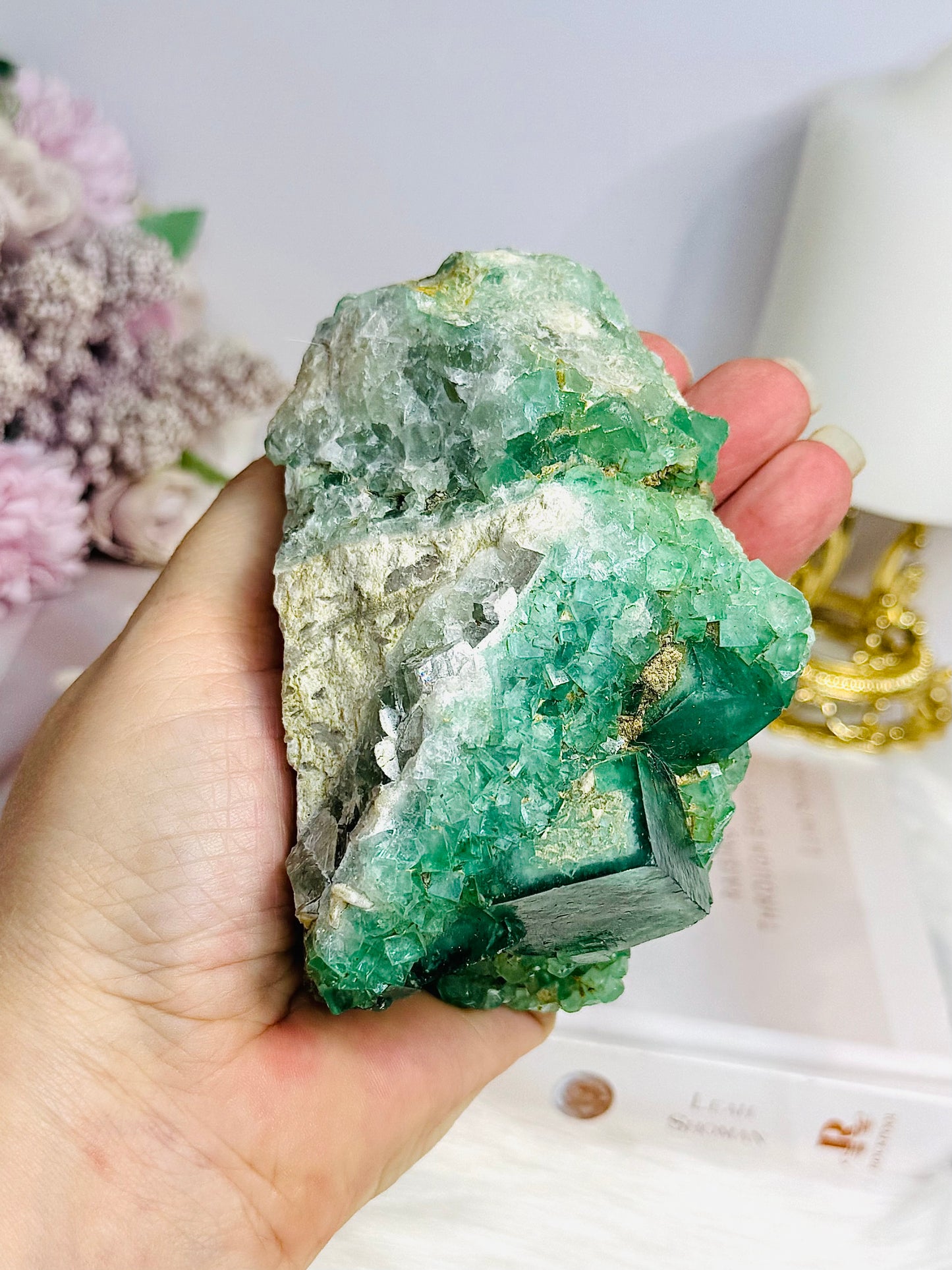 Natural Green Cubed Fluorite Specimen 505g