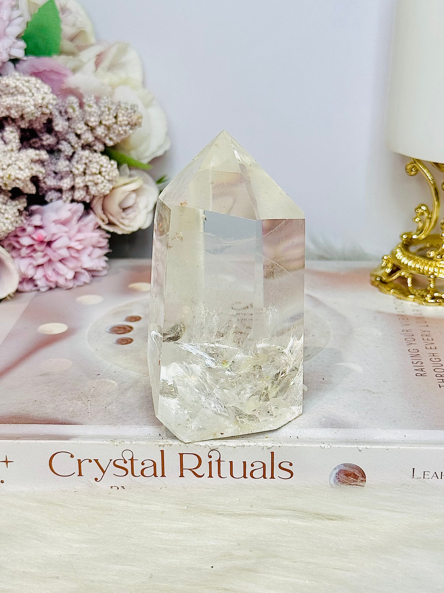 High Grade Clear Quartz Chunky Tower with Rainbows 10cm 324g