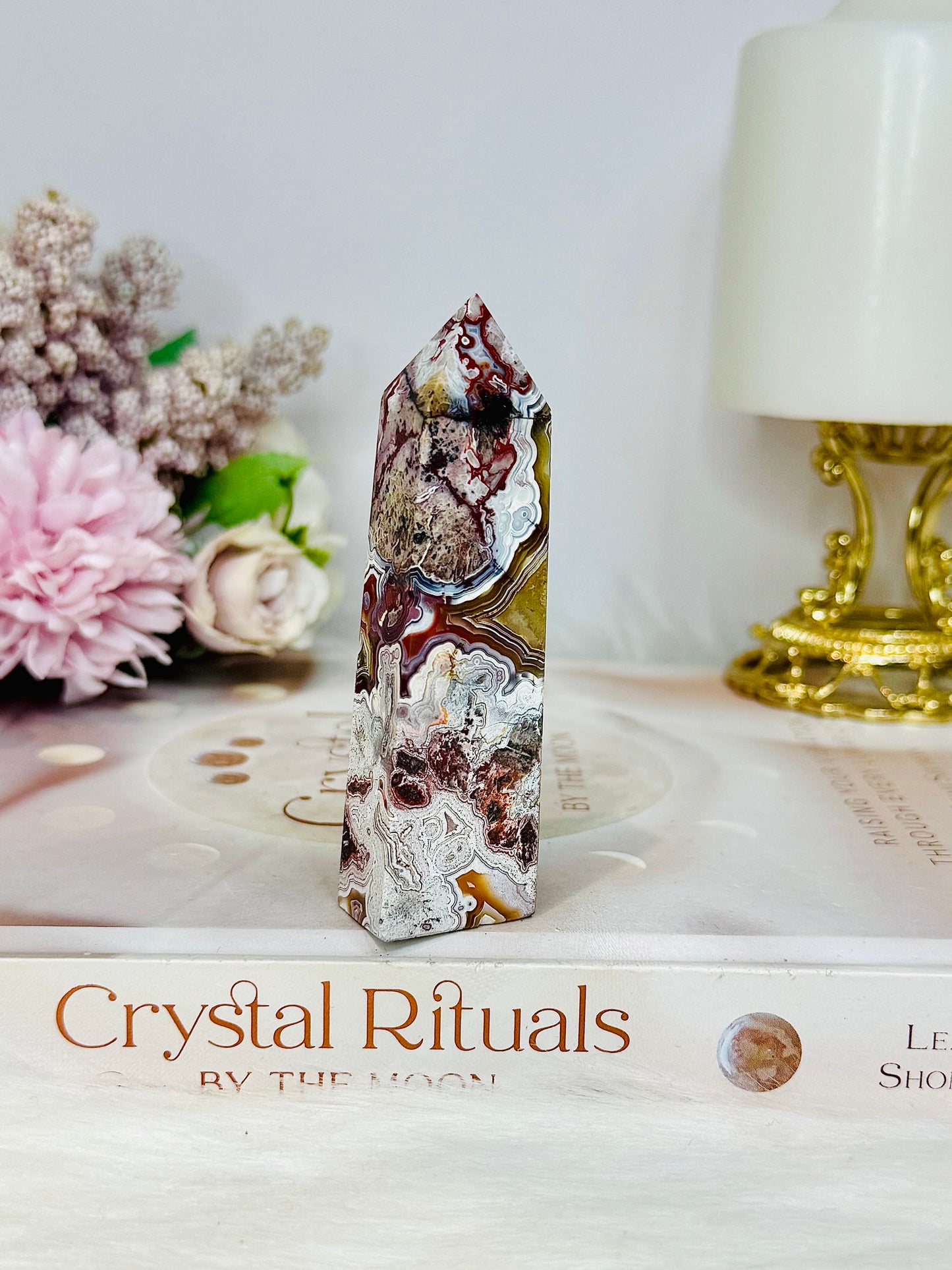 Mexican Lace Agate Tower 8.5cm