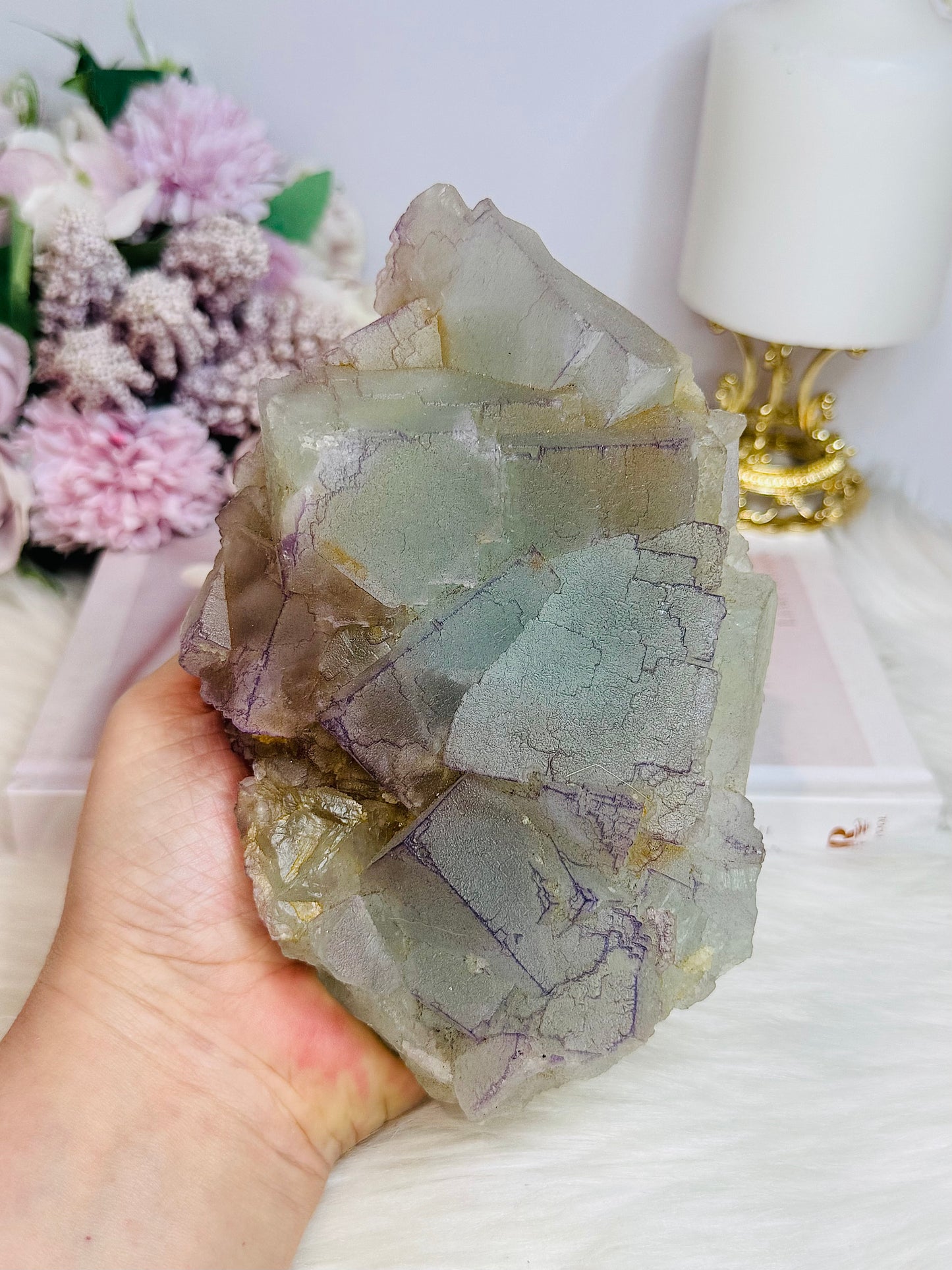 Rare Pastel Cubed Fluorite Specimen 16cm 1.1KG