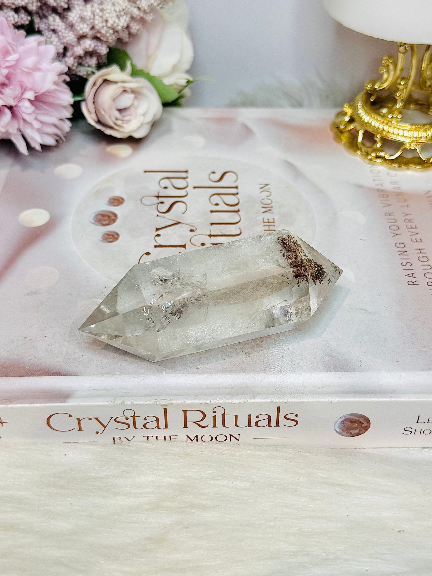 Chunky Clear Quartz with Garden | Lodolite Inclusions  Double Terminated Point 9cm