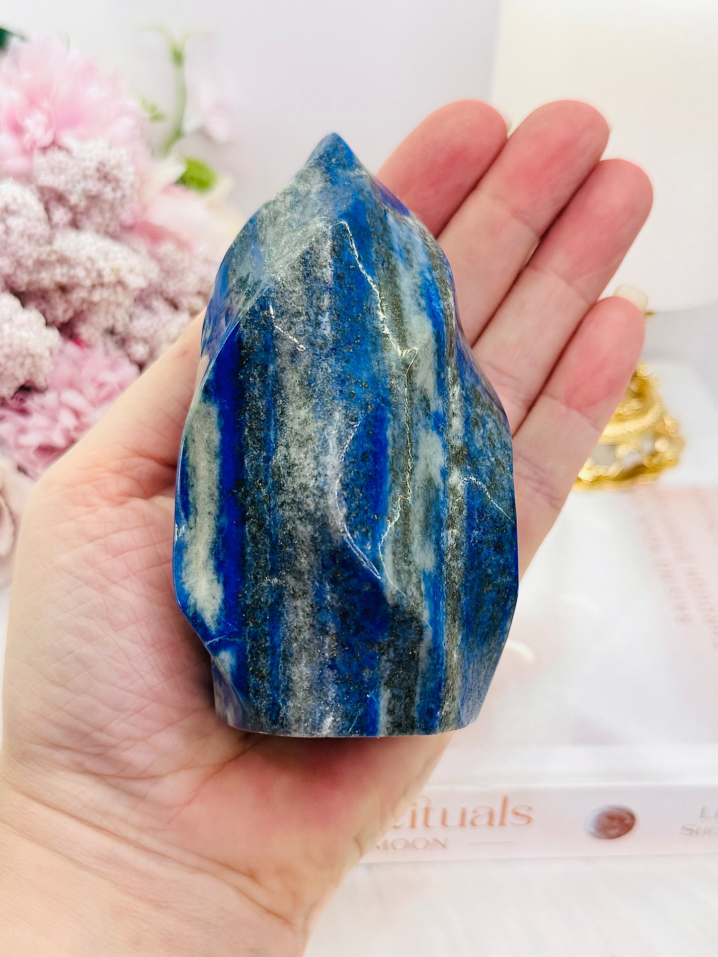 Large 466gram 11cm Lapis Lazuli Carved Flame