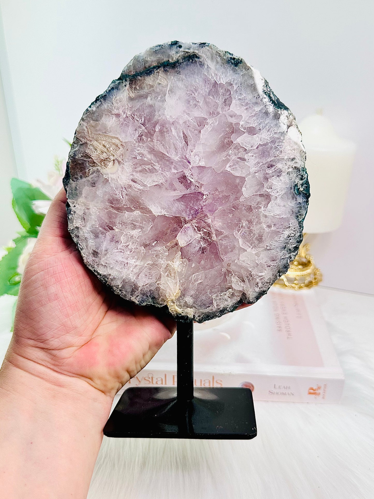 ⚜️ SALE ⚜️ My Beauty!!!! Divinely Stunning Large Chunky 22cm 1.06KG Amethyst Natural Slab On Stand