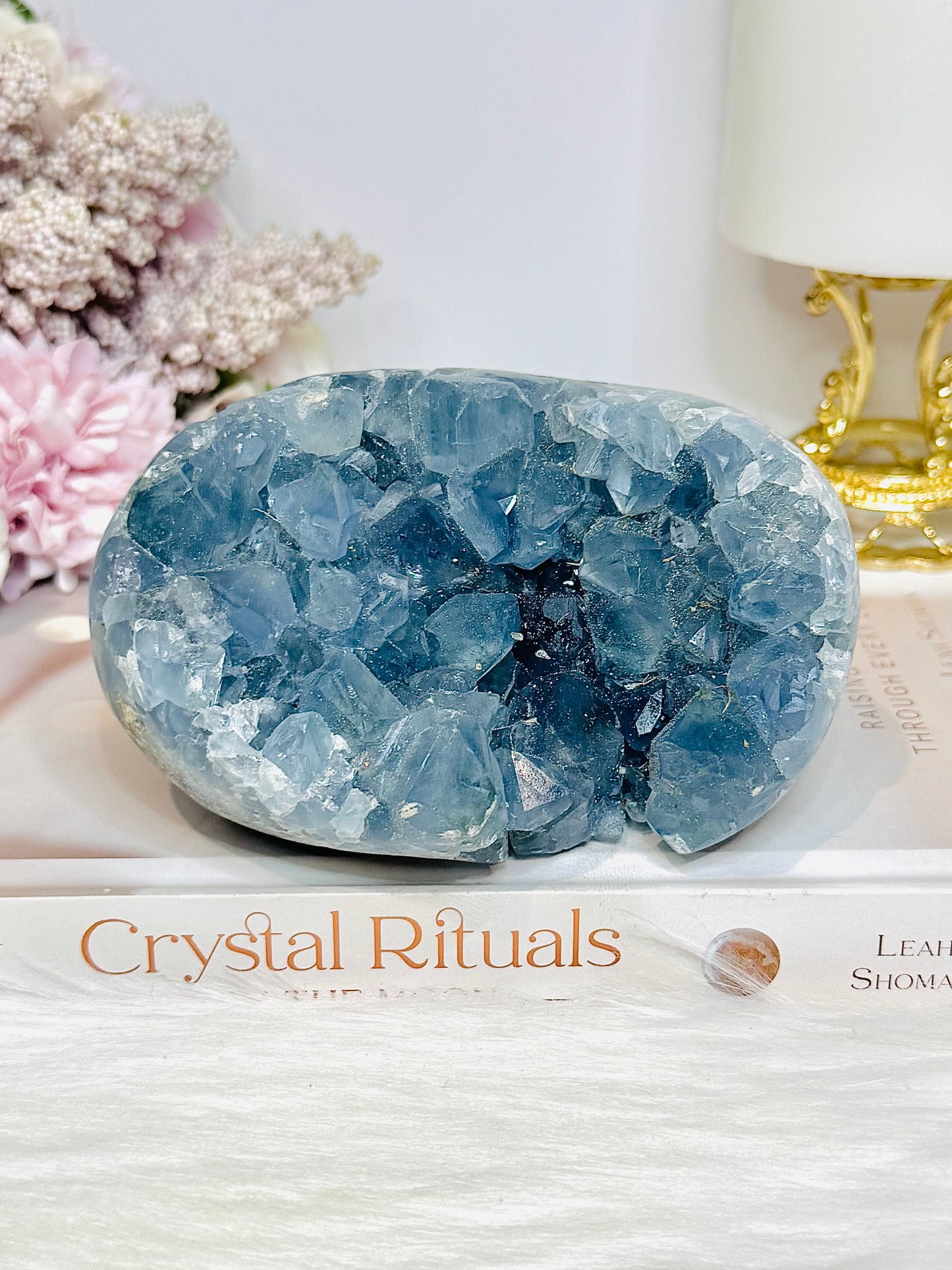 Deep Blue Celestite Cluster Freeform On Stand 11cm 966g
