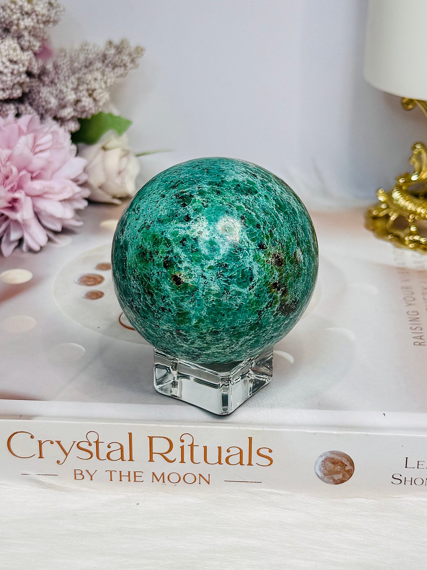 Large African Turquoise Sphere on Stand 281g