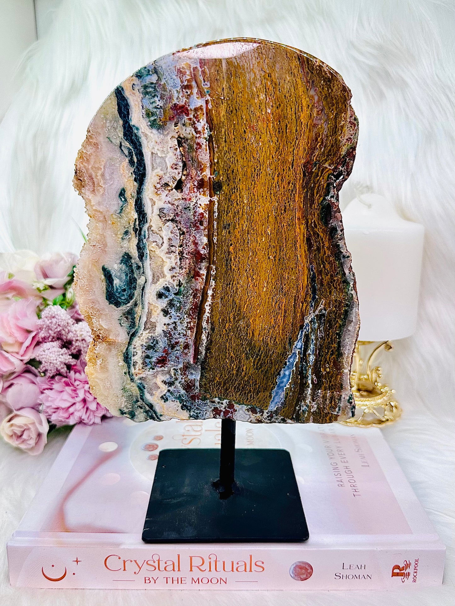Uniquely Incredible!!!! Absolutely Amazing Large 23cm 1.18KG Colourful Jasper Slab On Stand ~ A Truly Amazing Piece