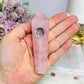 Rose Quartz Carved Pipe 11cm
