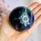 Incredibly Stunning Large 598gram Rainbow Fluorite Sphere On Stand with Amazing Rainbows