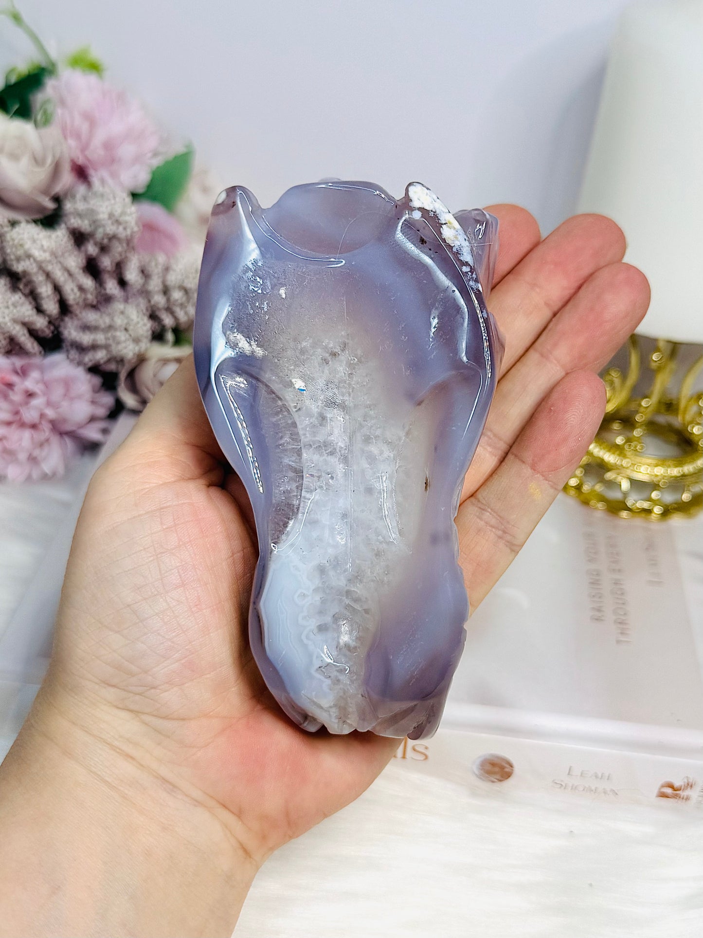 Large Druzy Agate Carved Dragon Head 11cm