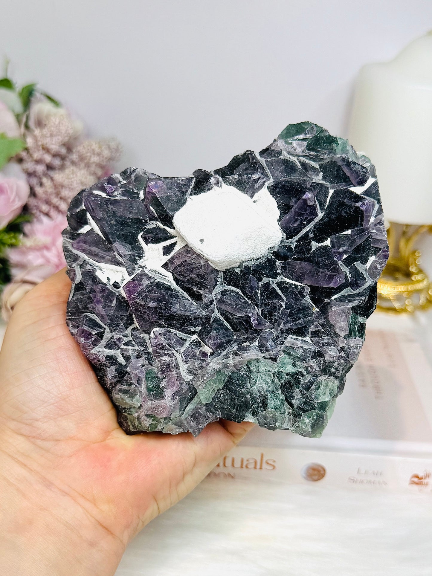 Fluorite Chunky Specimen with Matrix on Stand 711g