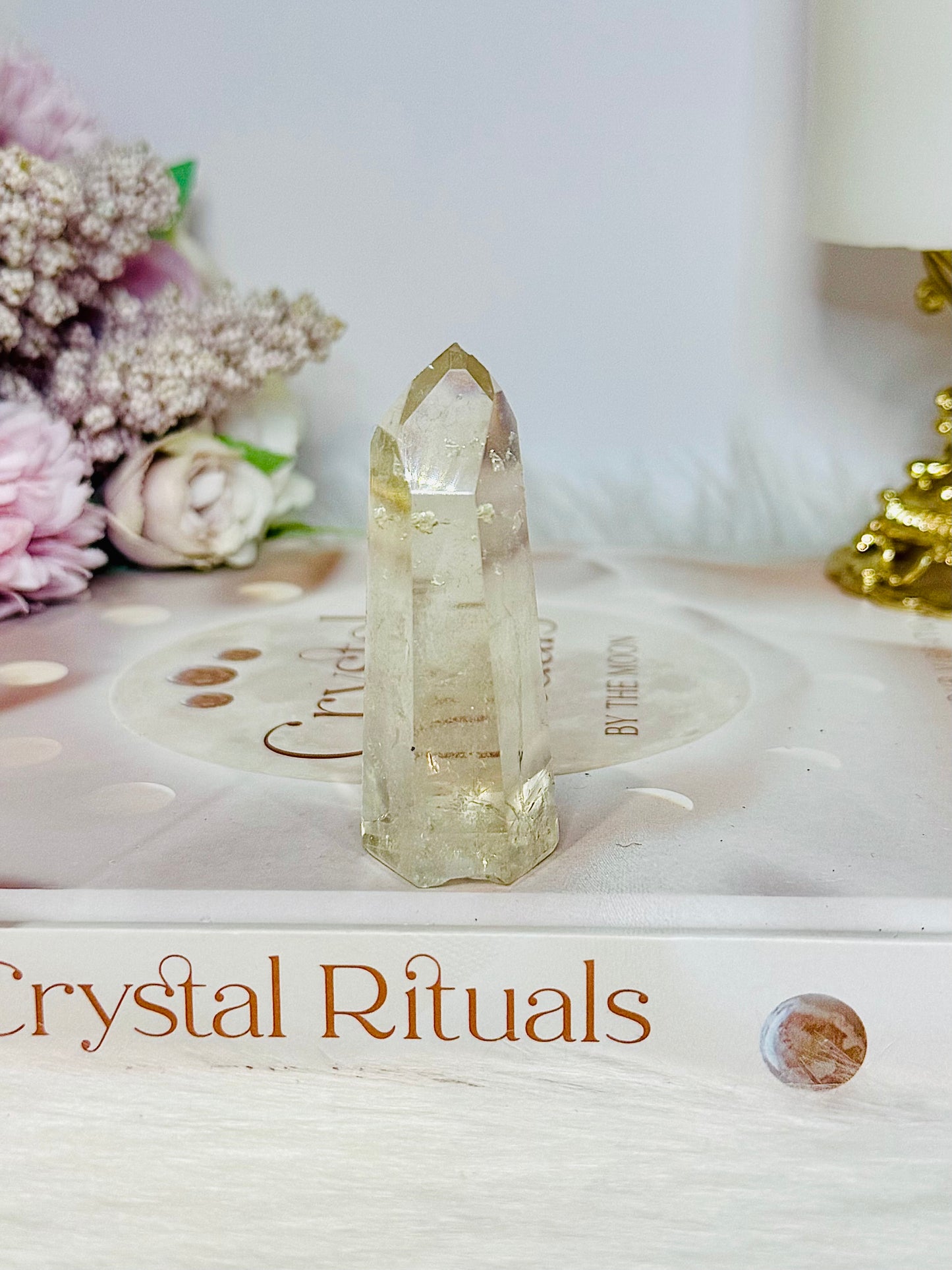 Natural Citrine Tower Point 6.5cm with Rainbows