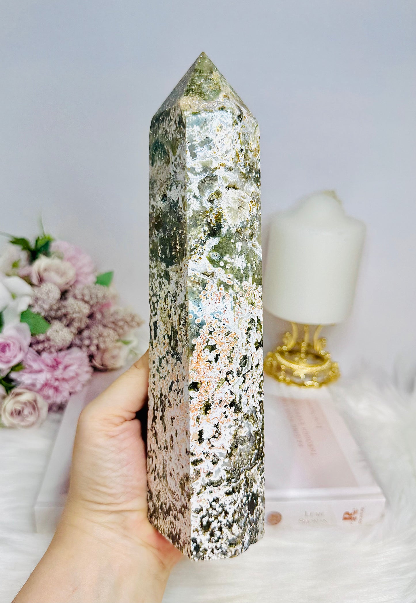 Large Orbicular Ocean Jasper Tower 23cm 915g