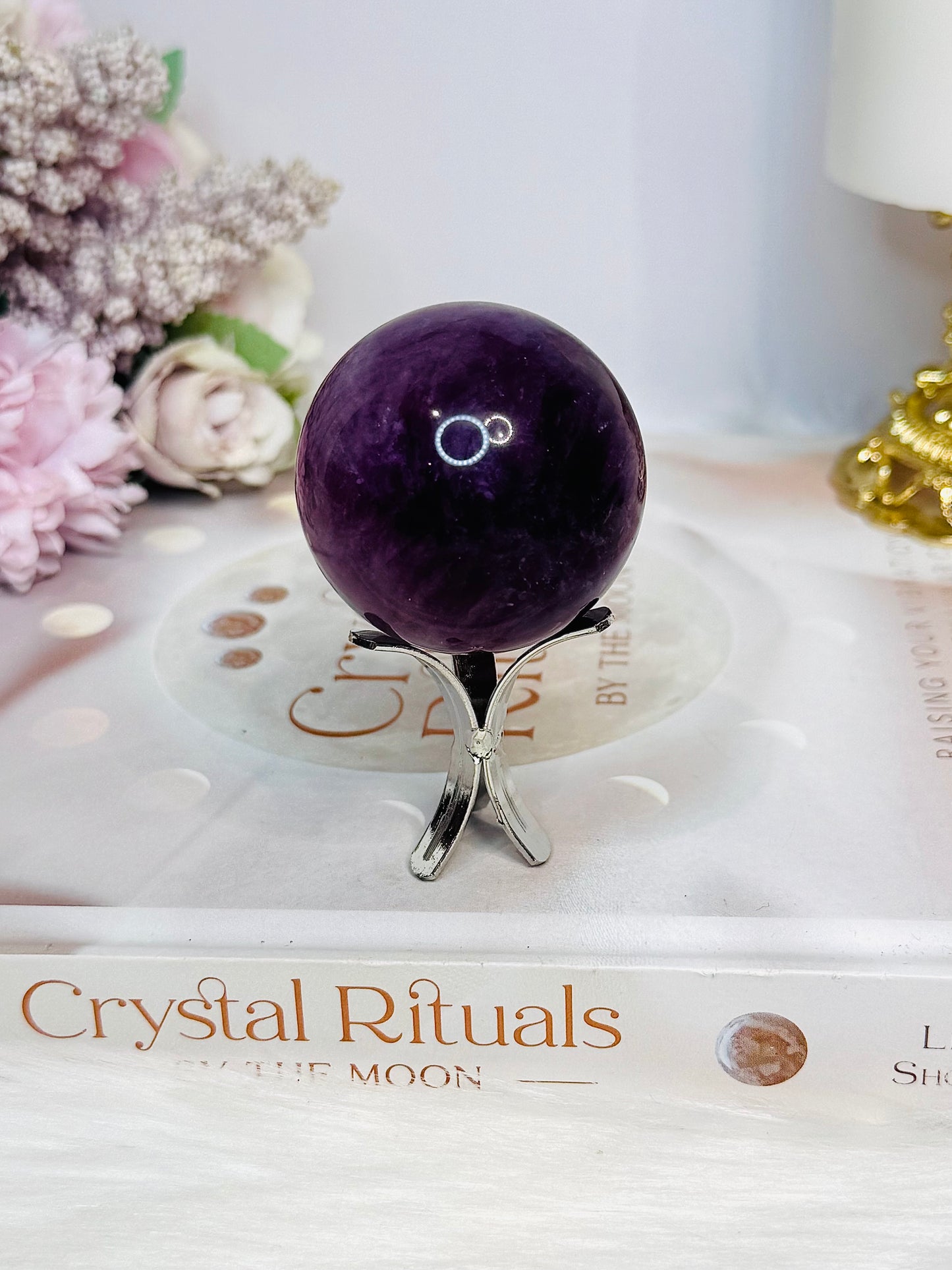 High Grade Purple Fluorite Sphere on Stand 140g