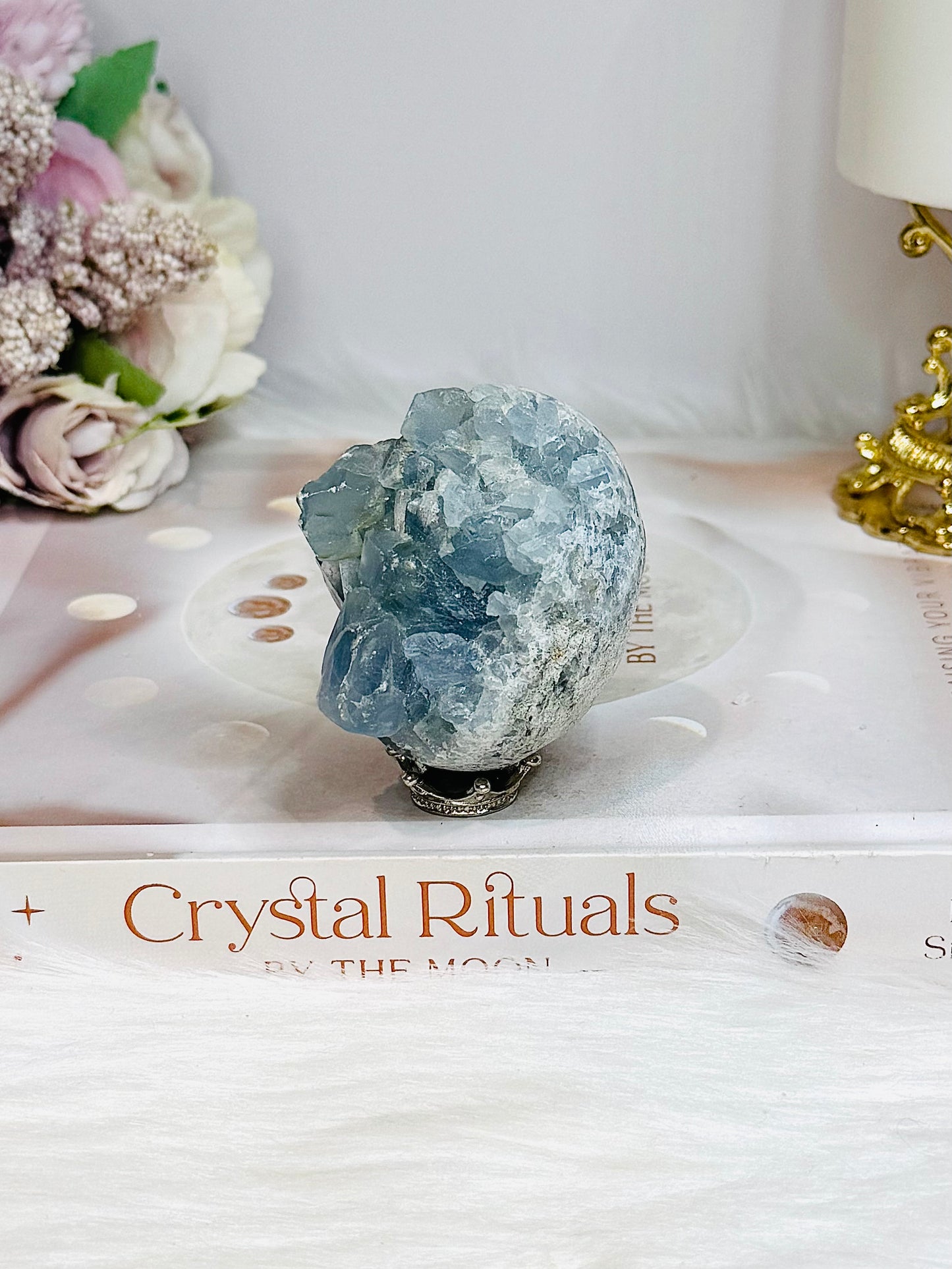 Blue Celestite Cluster Egg 182g