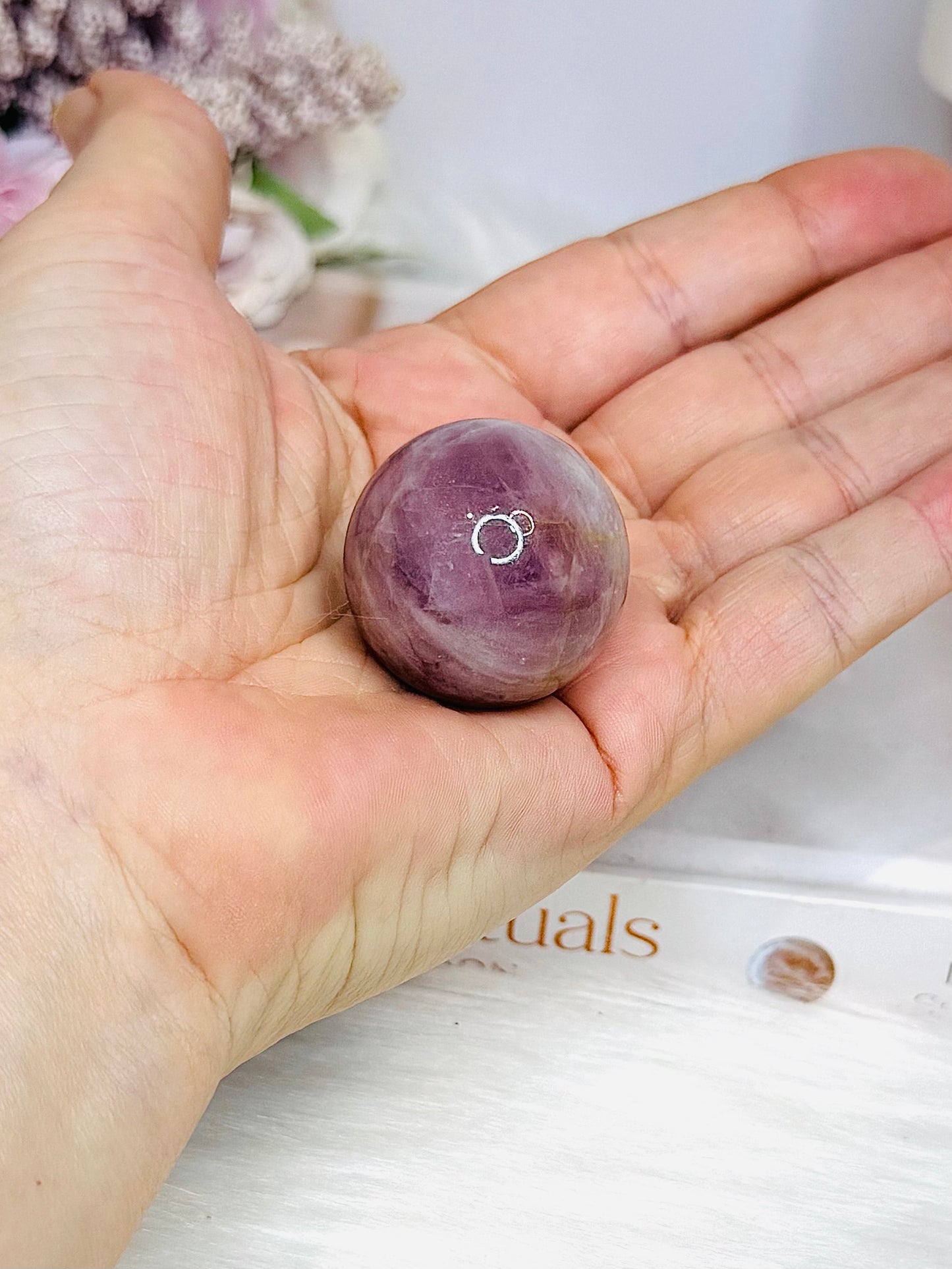 Small Lavender Rose Quartz Sphere On Stand