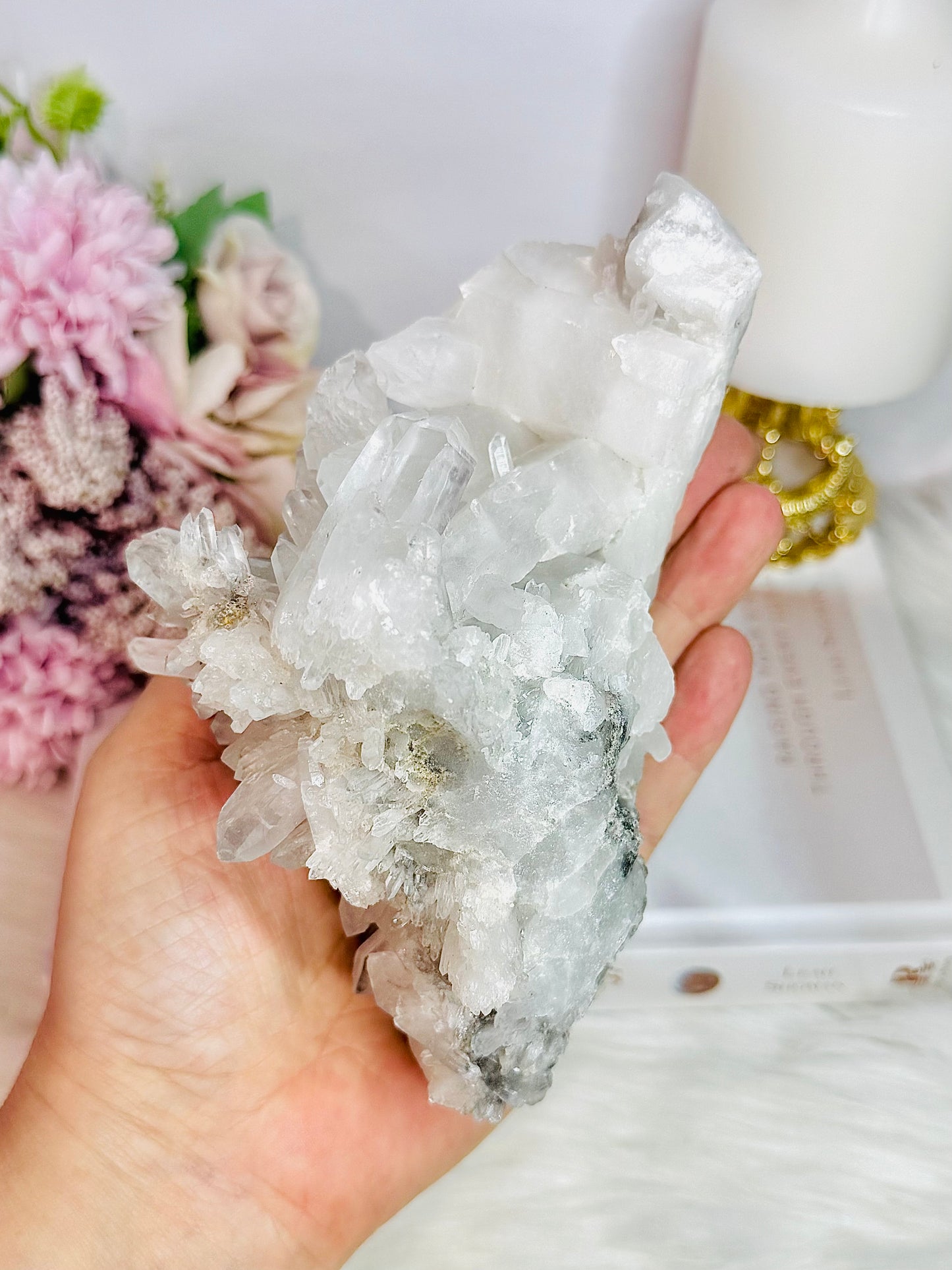 Wow!! Stunning Natural Clear Quartz Cluster Specimen From Brazil 15cm