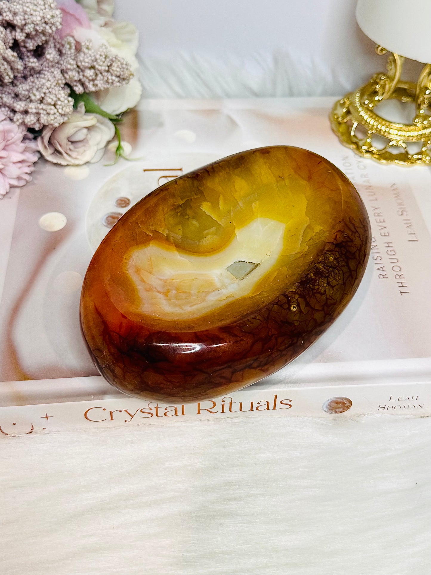 Large Carnelian Carved Bowl 13.5cm 705g