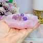 Rose Quartz Carved. Chunky Shell with Mini Amethyst Spheres 9cm