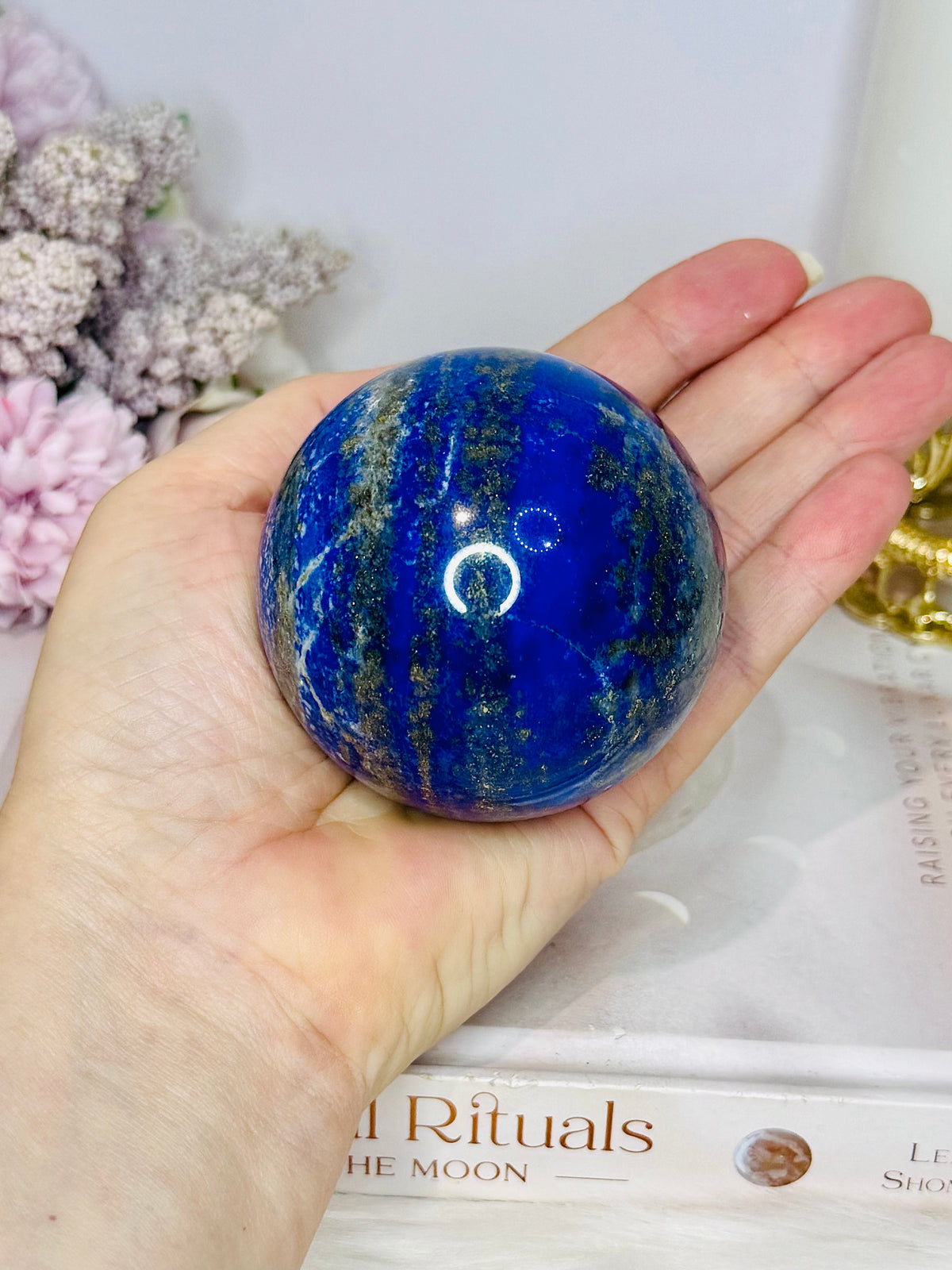 High Grade Large Lapis Lazuli Sphere on Stand 417g