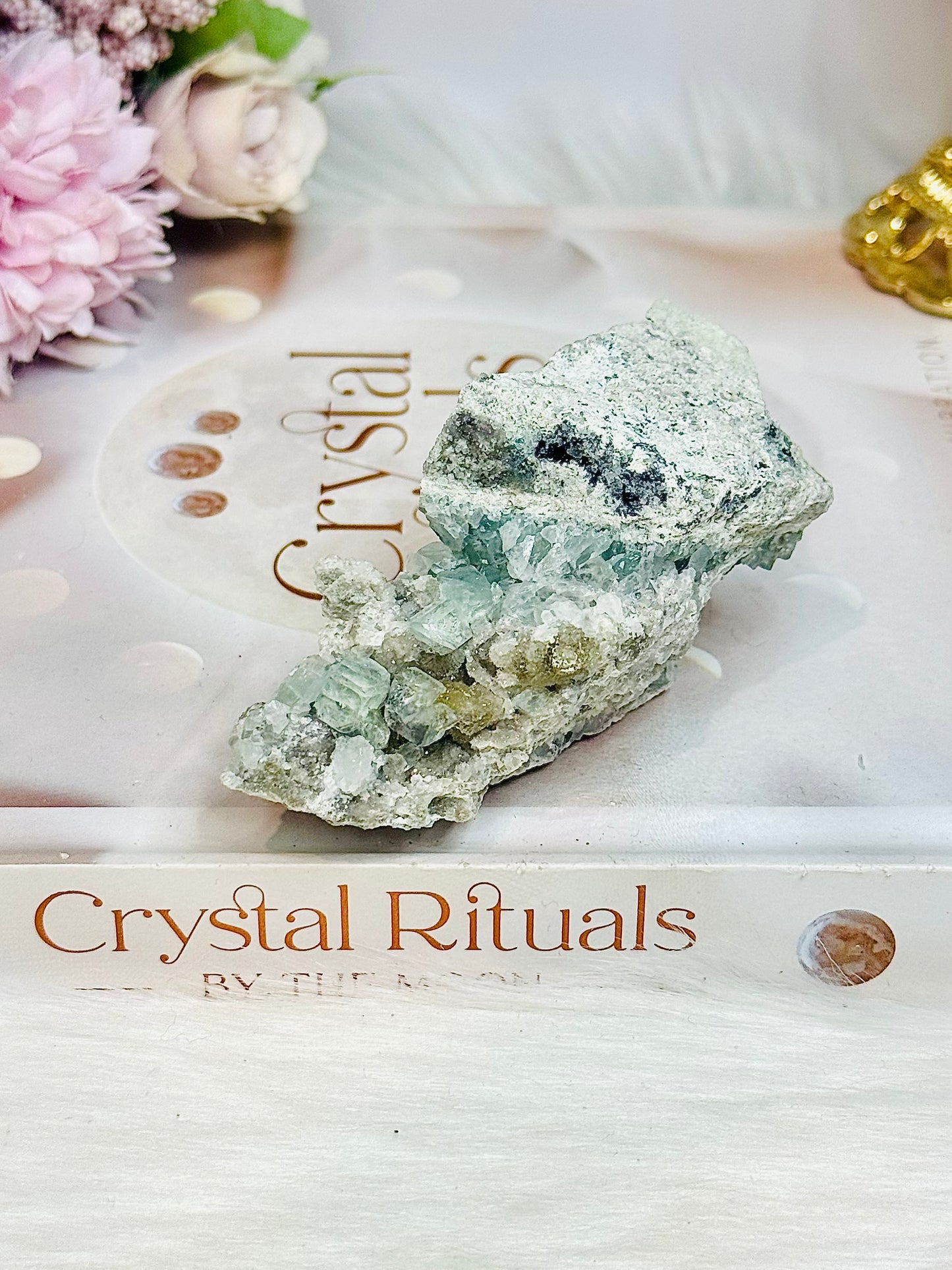 Cubed Blue Fluorite on Matrix 144g