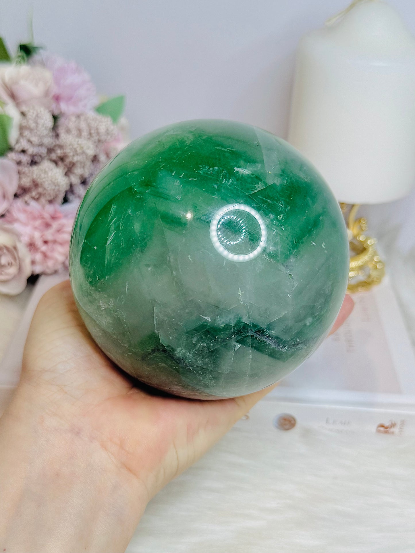 Huge Green Fluorite Sphere on Stand 1.95KG