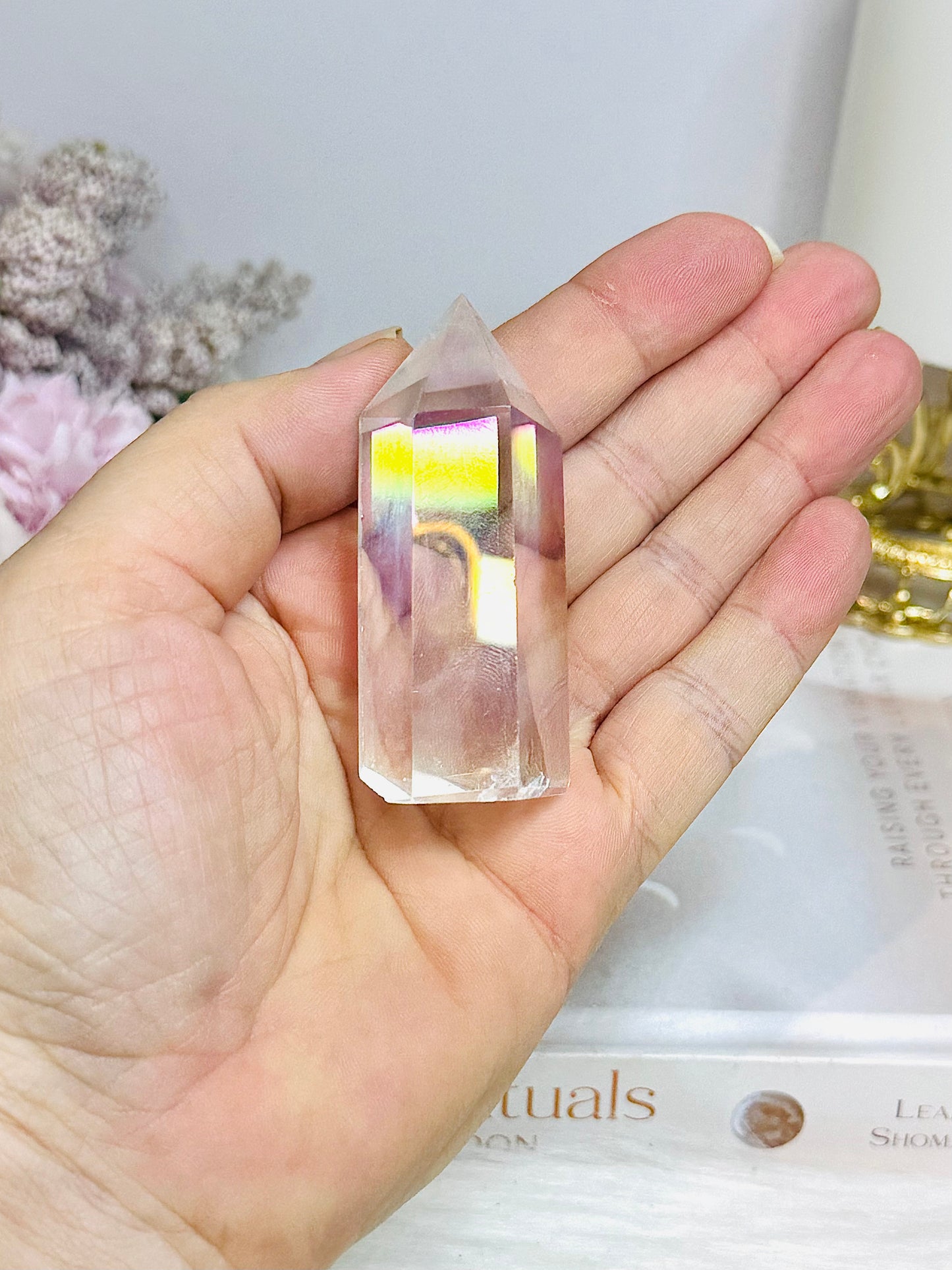High Grade Clear Quartz Angel Aura Tower 6cm