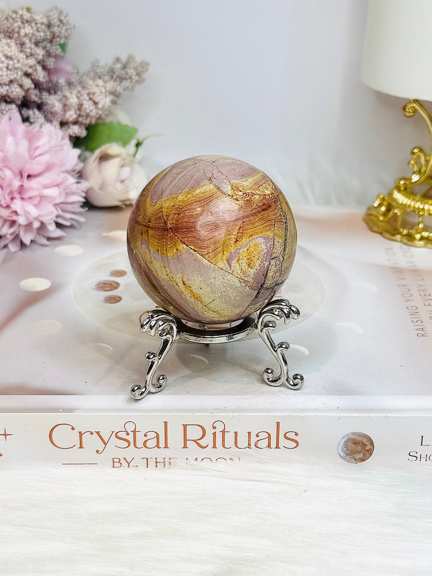 Indonesian Polychrome Agate Sphere on Stand 187g
