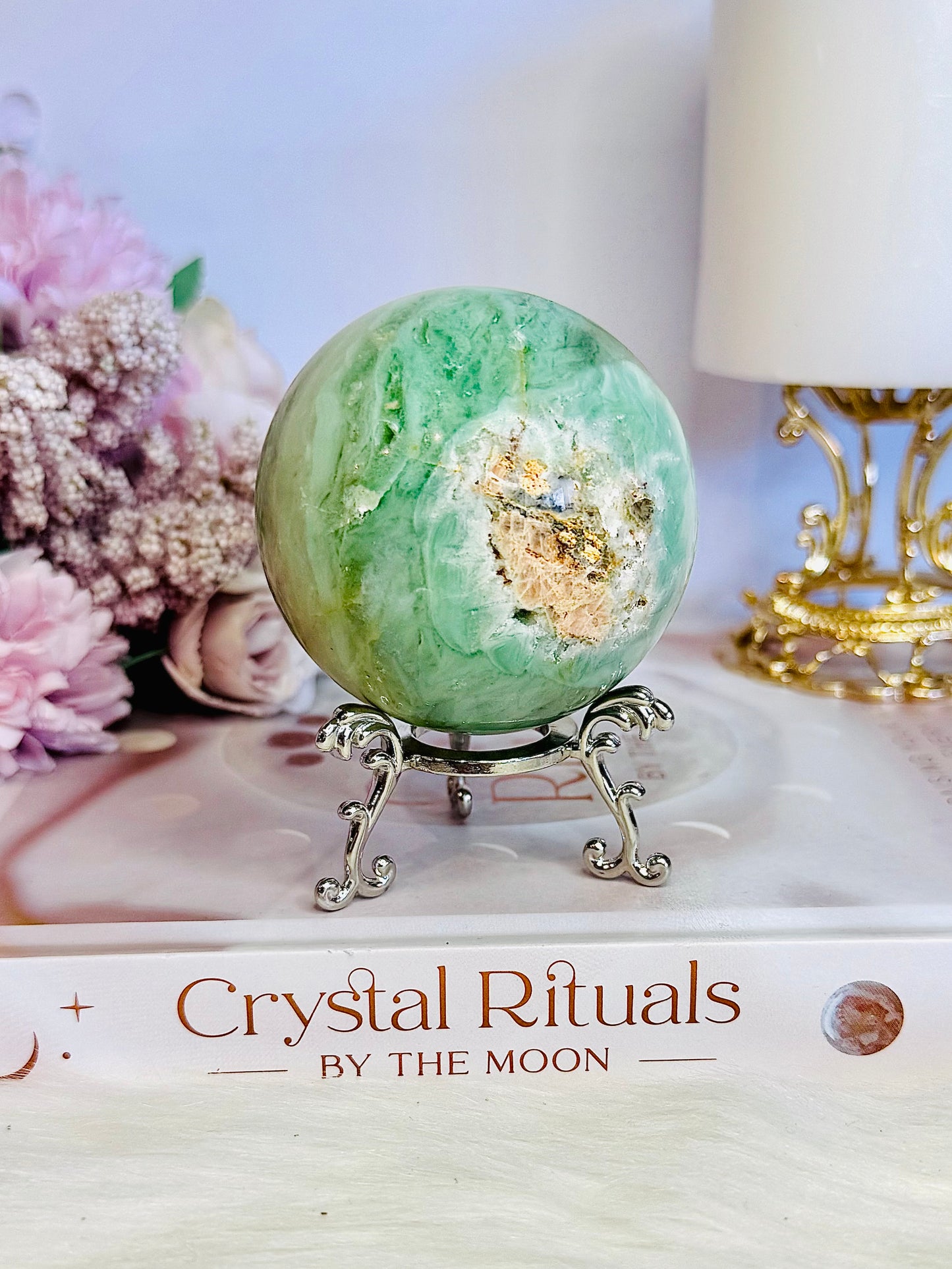 Beautiful Natural Variscite Sphere On Stand 381grams