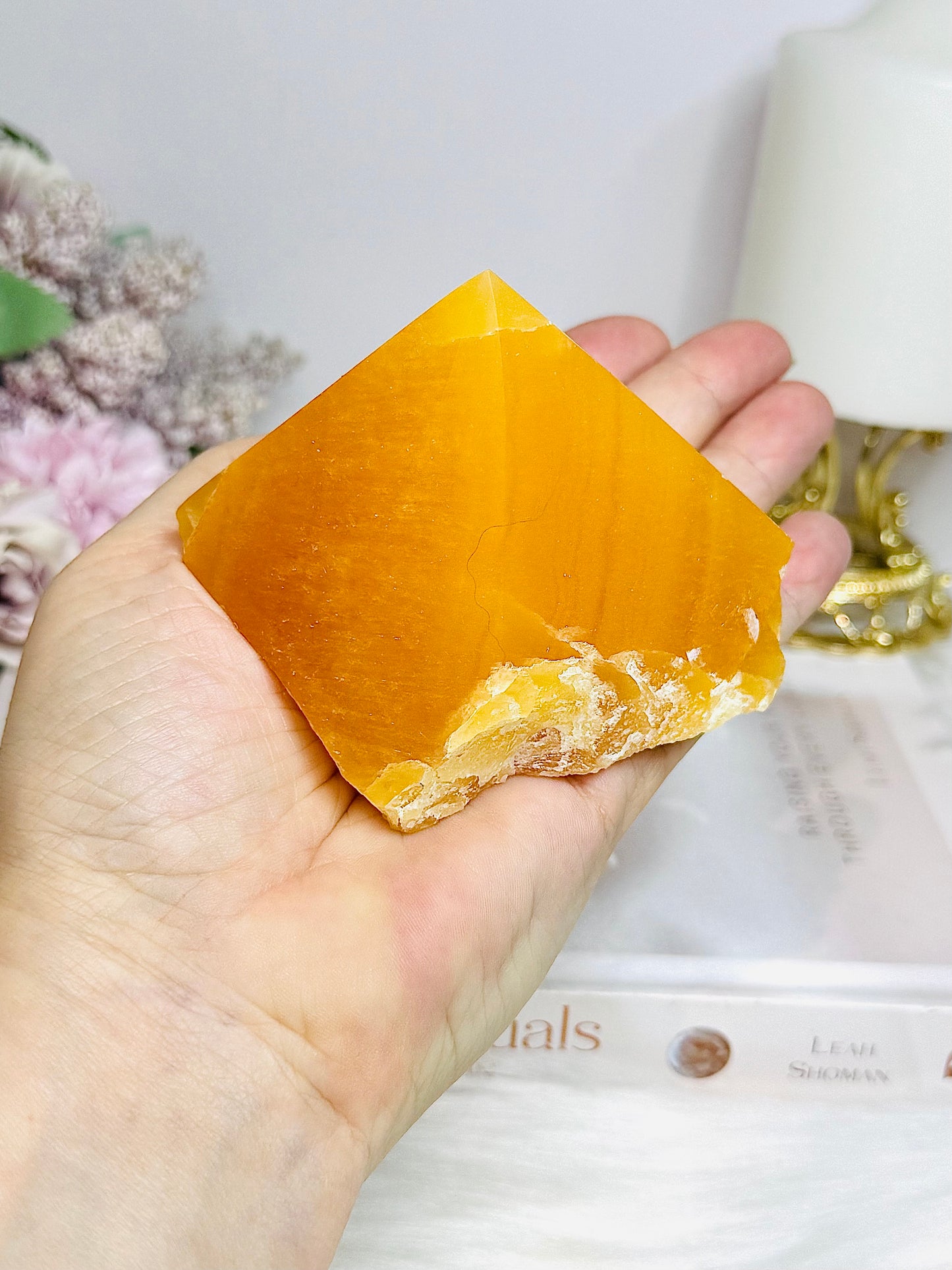 Orange Calcite Top Polished Point 329g