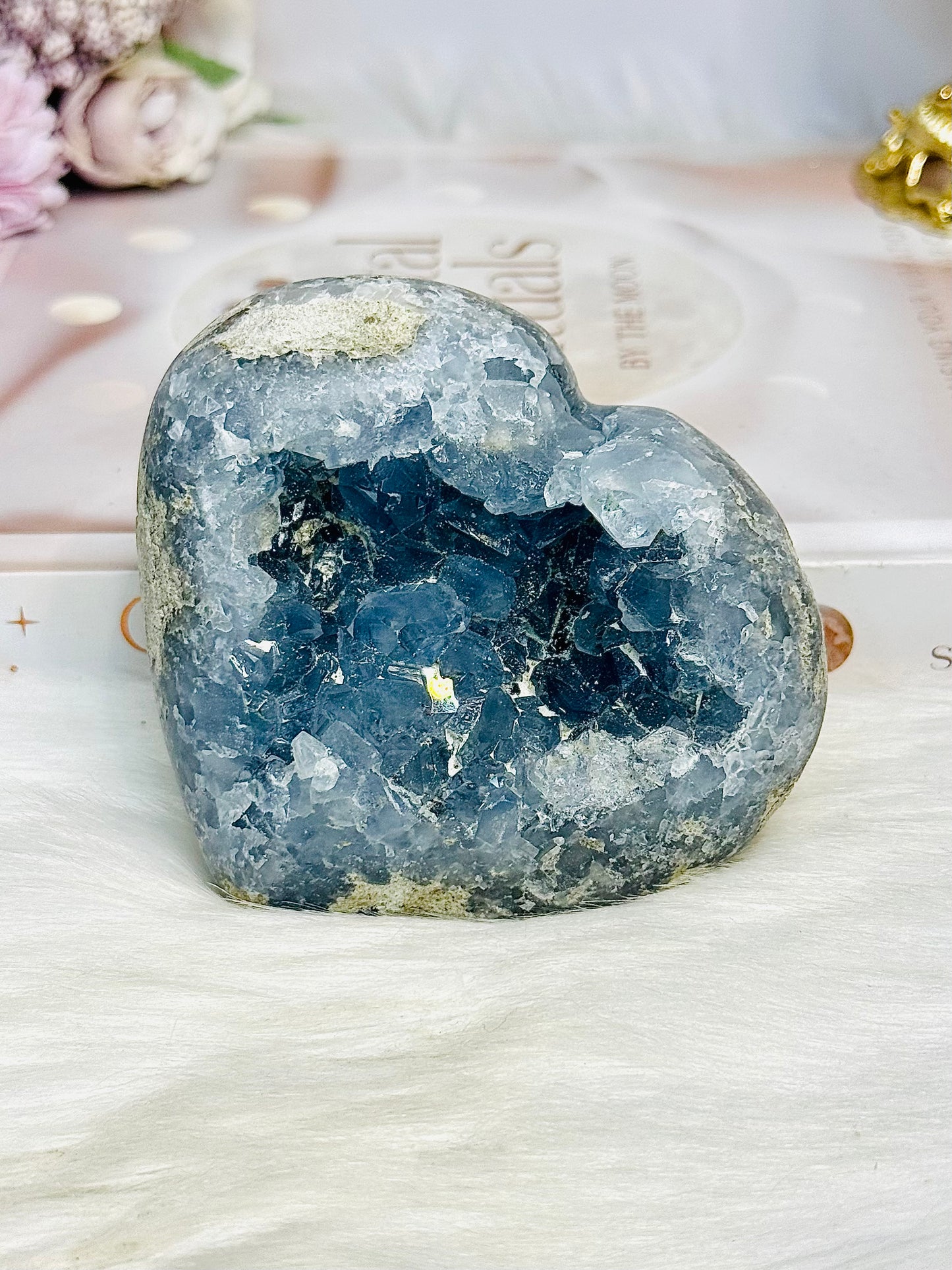 High Grade Blue Celestite Druzy Heart 9cm 663g