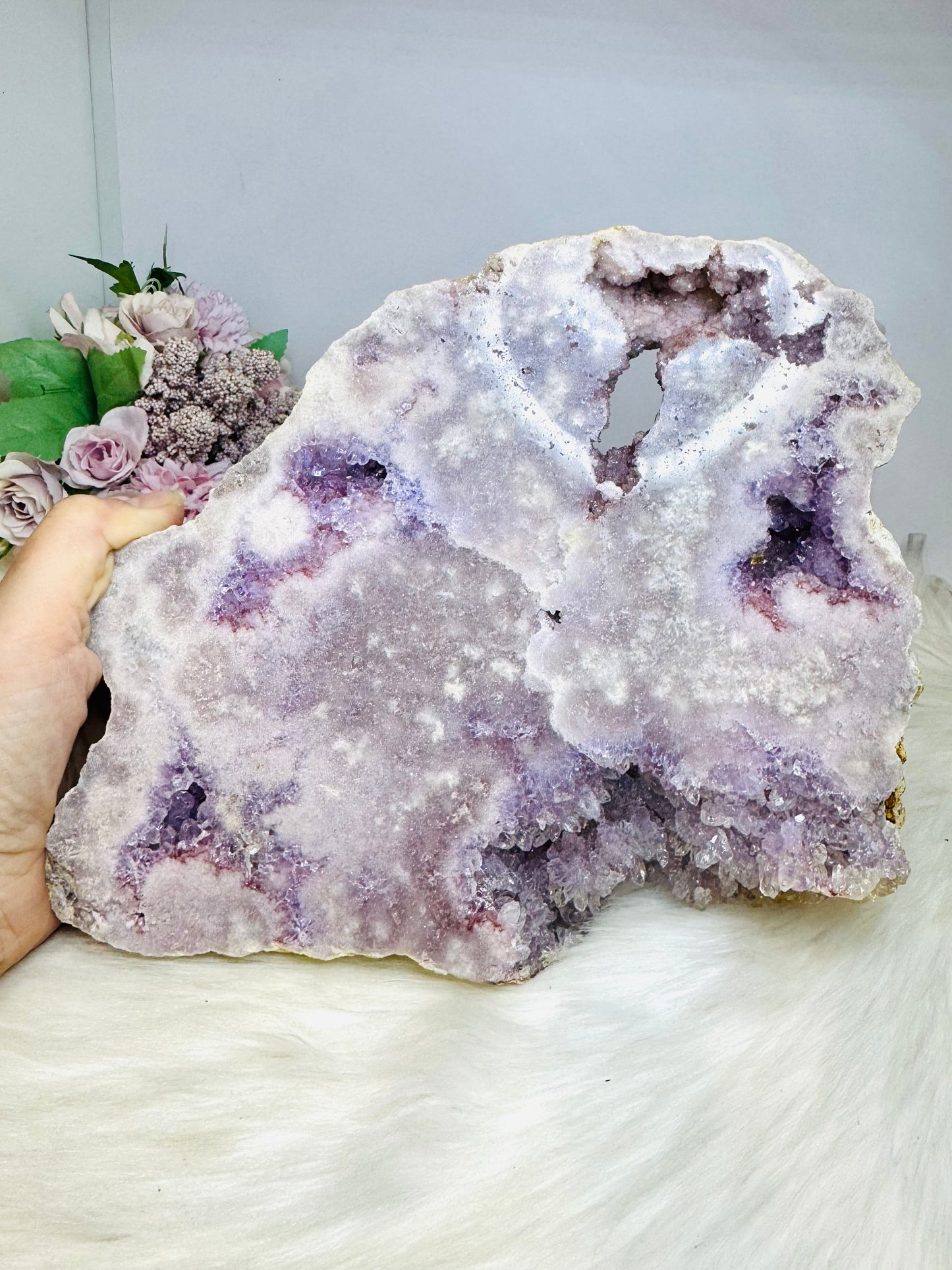 High Grade Pink Amethyst Large Druzy Slab 21.5cm 2.4KG