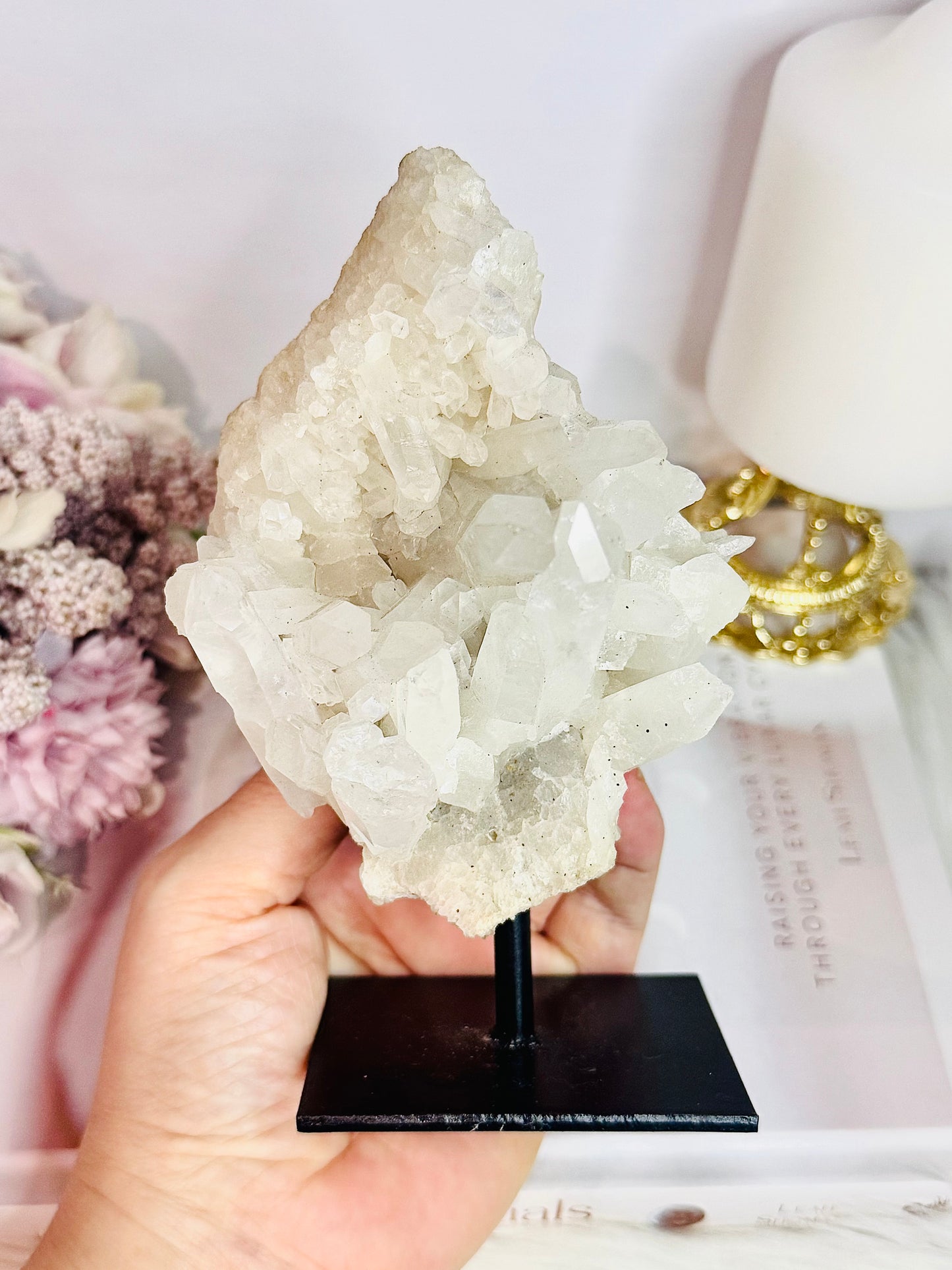 Master Healer ~ Gorgeous Chunky Large 15cm Clear Quartz Cluster | Specimen On Black Stand