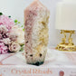 Chunky Tall 14cm Natural Druzy Pink Amethyst Tower (slight chip in tip)