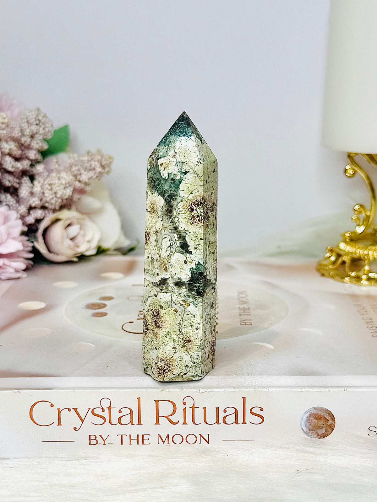 Green Sakura Agate Tower 9cm