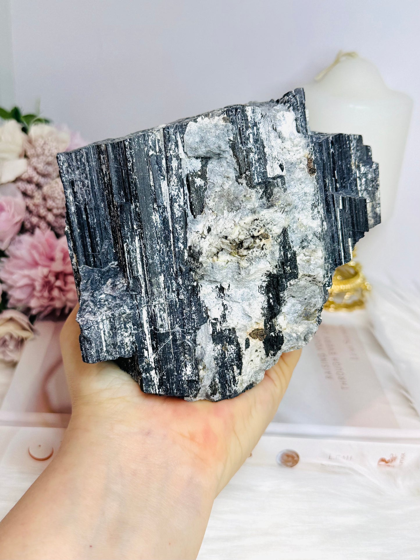 Huge Natural Raw Black Tourmaline In Quartz Specimen 11cm 1.83KG