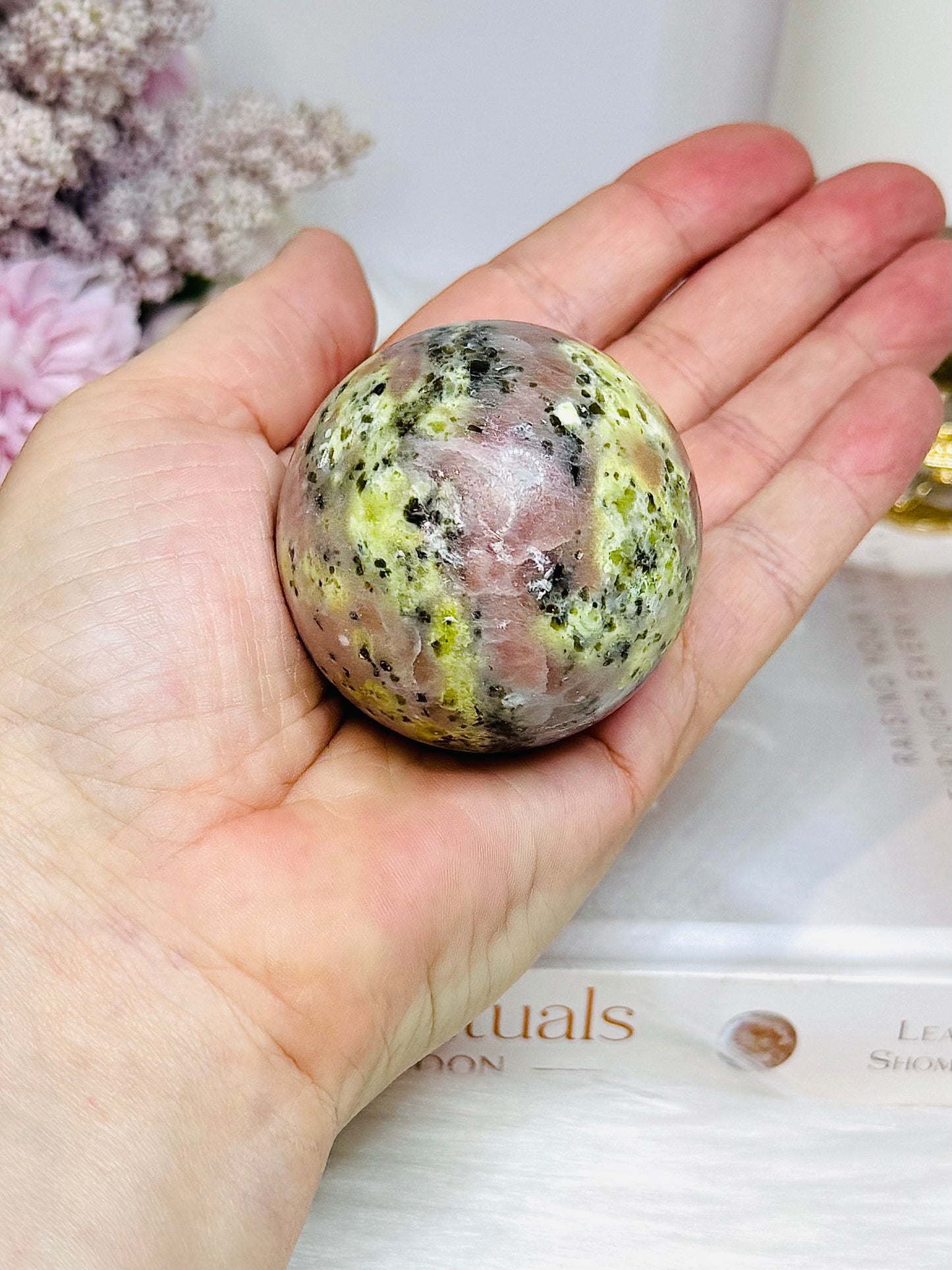 Peach Blossom Tourmaline Sphere On Stand 180g