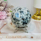 Large Rainbow Moonstone Sphere on Stand with Blue Flash 617g