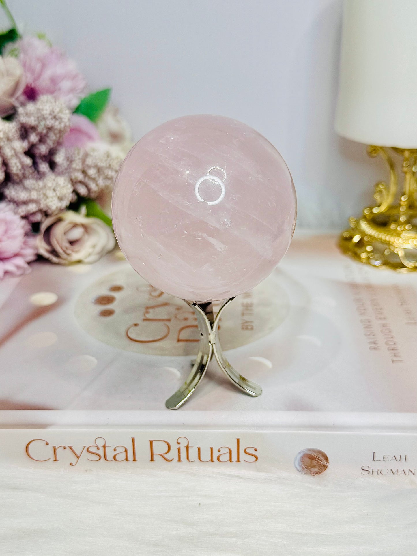 Rose Quartz Sphere on Stand 287g