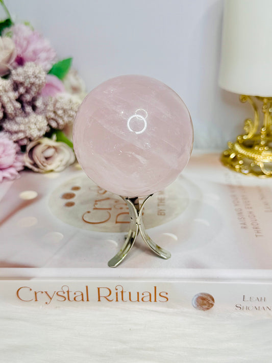 Rose Quartz Sphere on Stand 287g