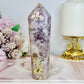 High Grade Rare Amethyst X Flower Agate Carved Sceptre | Tower 14cm